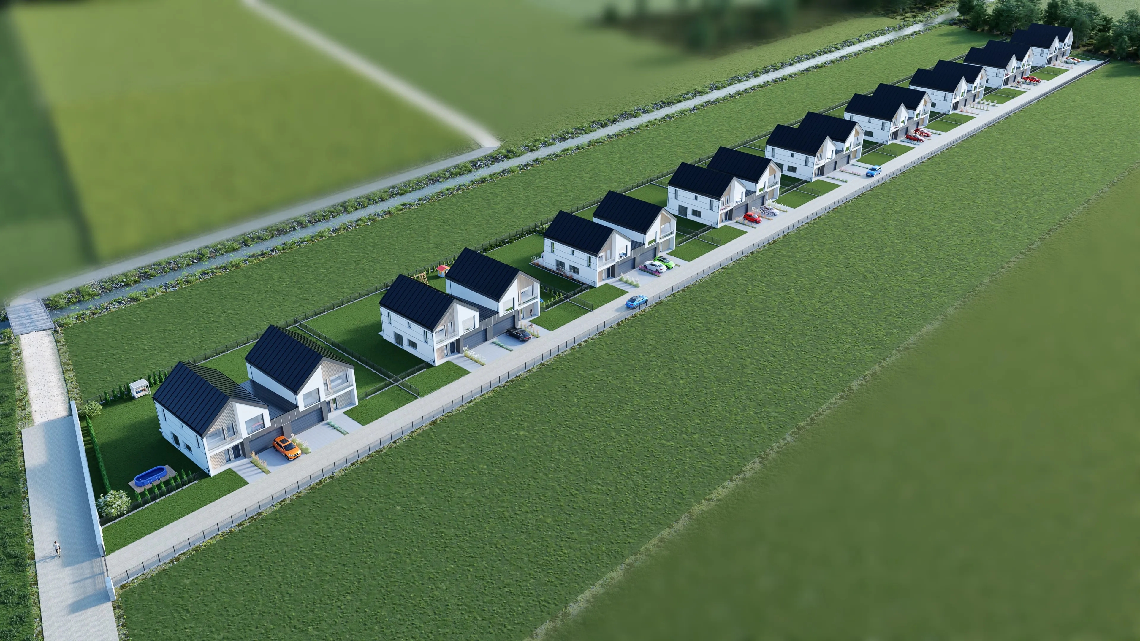 Wizualizacja osiedla z lotu ptaka