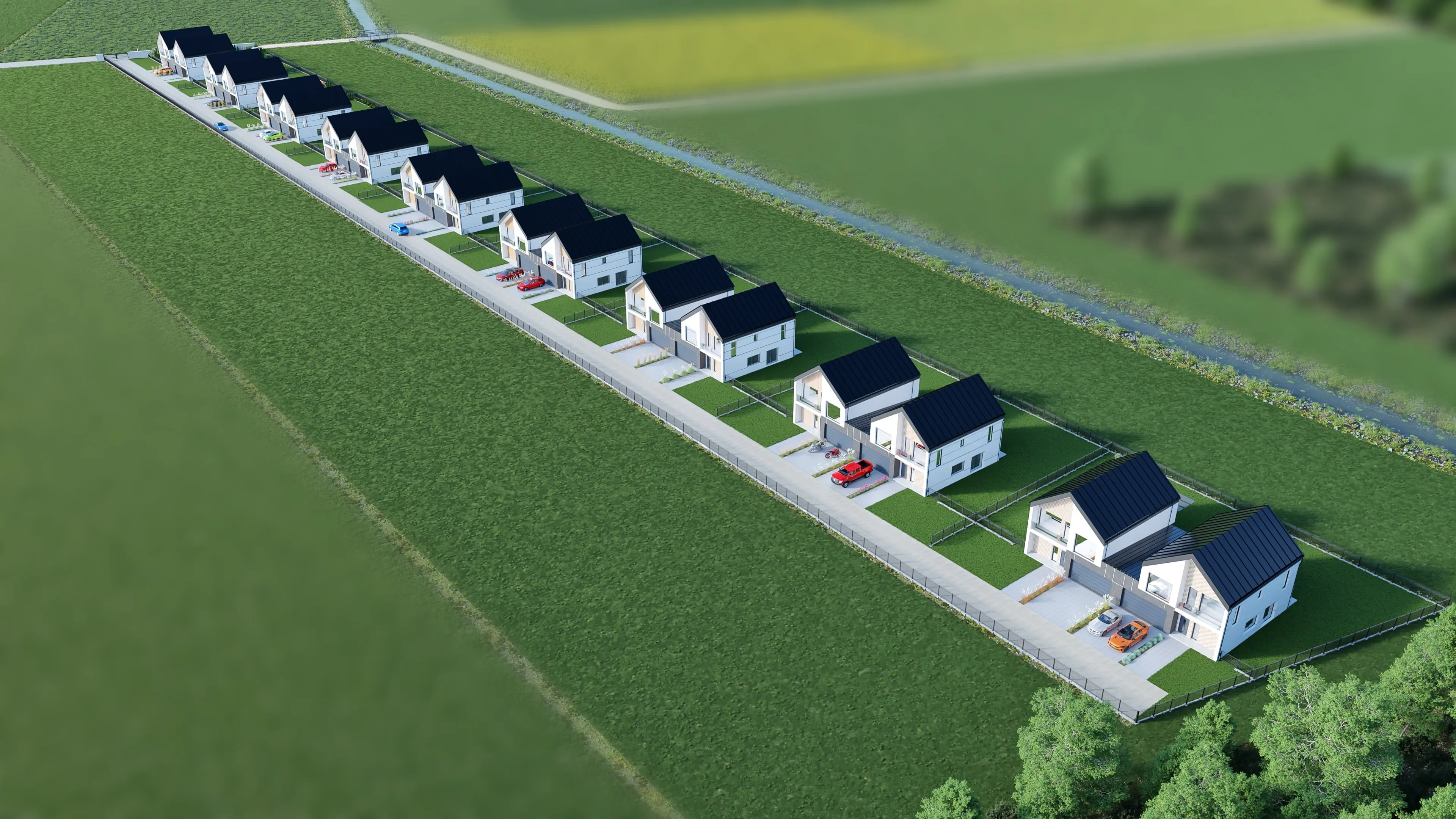 Wizualizacja osiedla z lotu ptaka